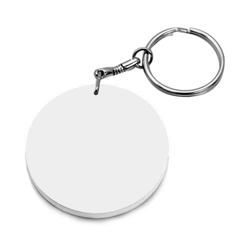 Okrogel plastični obesek za ključe Ø 39 mm, bela sublimacija s toplotnim prenosom
