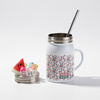 Κούπα Mason Jar 500ml με καλαμάκι και λαβή για εξάχνωση - λευκό, τεχνητός πάγος και καρπούζι