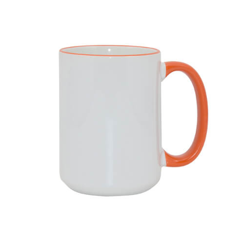 Mug blanc MAX A+ 450 ml avec anse orange Sublimation Transfert Thermique