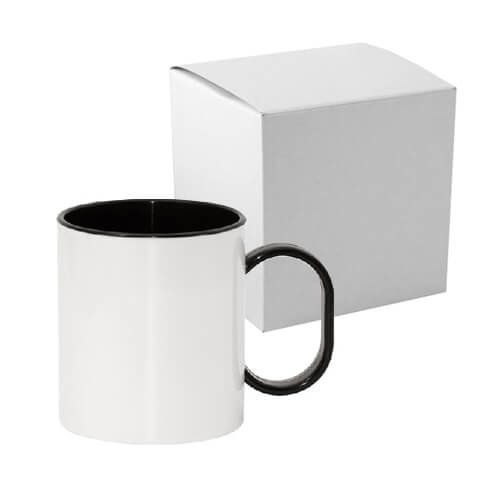 Plastic mok 330 FUNNY ml zwart met kartonnen doosje Sublimatie thermische overdracht