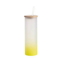 600 ml frosted mug with bamboo lid and sublimation straw - lime gradient