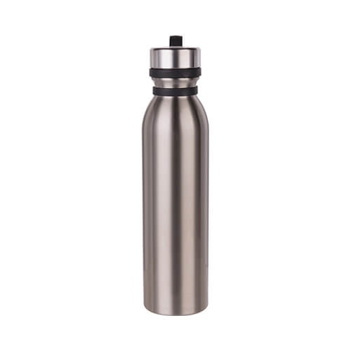 600 ml stainless steel water bottle with sublimation rubber handle - silver