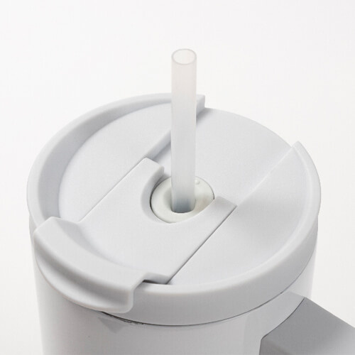 1200 ml mug with straw and light gray handle for sublimation - white