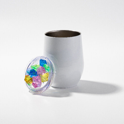 360 ml muki glögiä varten sublimaatiota varten - valkoinen, kansi keinotekoisella värillisellä jäällä