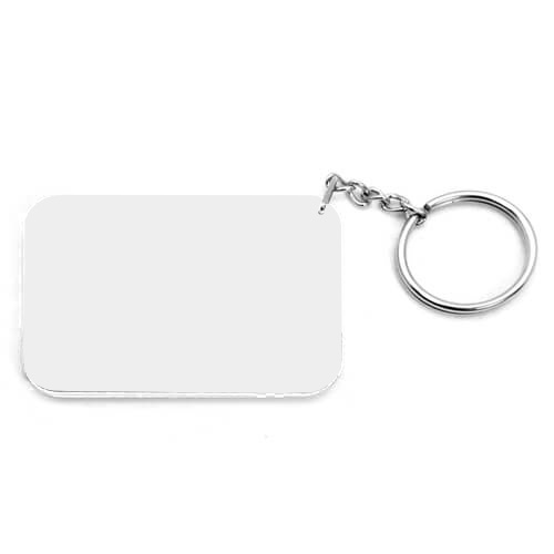 Plastový obdĺžnikový krúžok na kľúče 66 x 47 mm biely sublimačný termotransfer