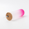 A 500 ml frosted mug with a bamboo lid and a straw for sublimation - Violet gradient