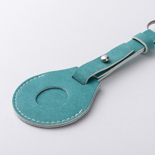 Leren sleutelhanger met riem / AirTag etui voor sublimatie - groen