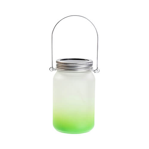 Lanternă 450 ml cu mâner metalic - gradient verde