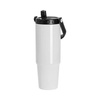 Mug de voyage en acier inoxydable 1080 ml avec couvercle et embout de sublimation - blanc