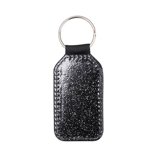 Nøglering i læder med glitter til sublimering - sort tønde
