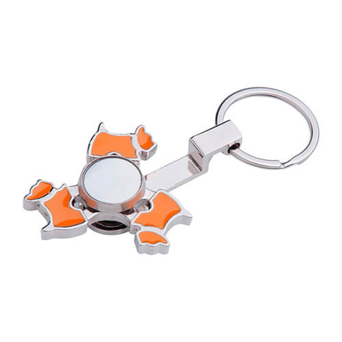 Llavero de metal - spinner para sublimación - Dog - naranja