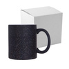 Toverbeker 330 ml zwart, mat met glitter voor sublimatie met kartonnen doosje