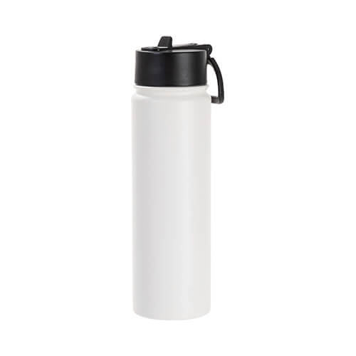 Water bottle - 650 ml beverage bottle with a folding handle for sublimation - matt white