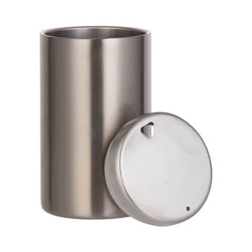 Un mug sans anse 400 ml en acier inoxydable avec un couvercle pour sublimation - argent