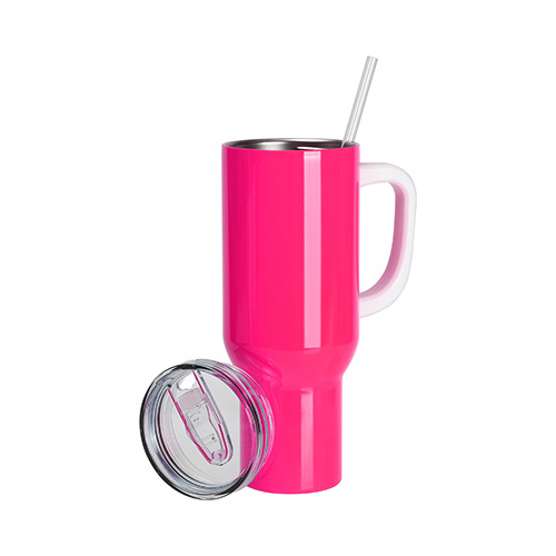 Taza de viaje de acero inoxidable 1200 ml para sublimación - rosa neón