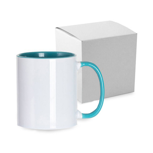 FUNNY turquoise mok JS Coating voor kartonsublimatie