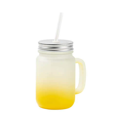 Mason Jar vrč iz matiranega stekla za sublimacijo - rumeni gradient