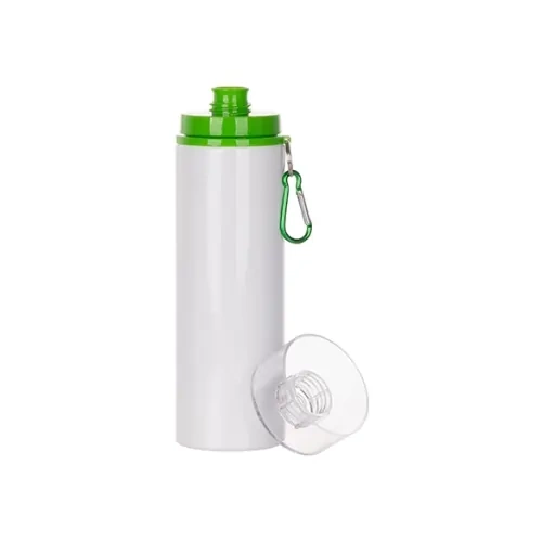 850 ml white aluminum bidon with transparent cap and green lid for sublimation