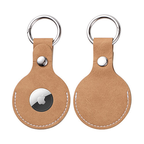 Leren sleutelhanger / AirTag etui voor sublimatie - bruin