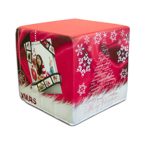 Two-colour satin cover for square pouf for sublimation printing - XMAS