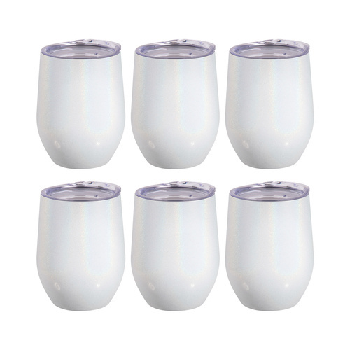 Set van 6 mokken voor glühwein 360 ml om te bedrukken - iriserend wit