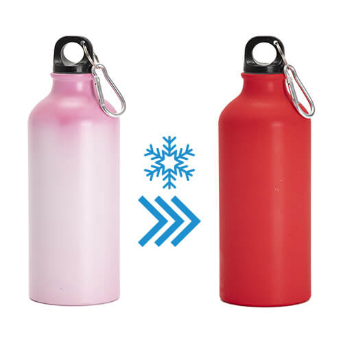 Botella de viaje de 600 ml para sublimación - cambia de color rosa > rojo