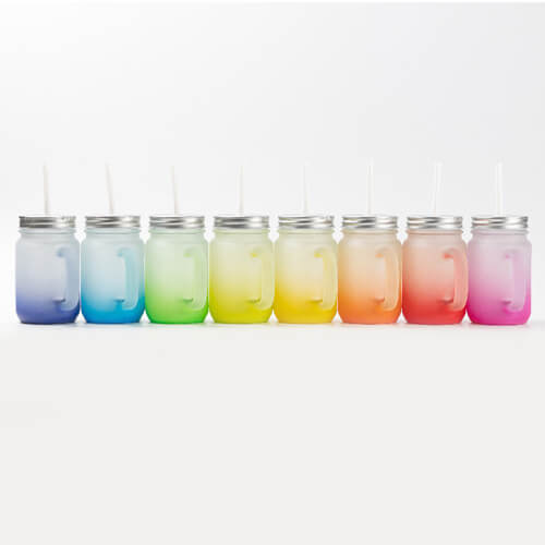 Mug Mason Jar 350 ml esmerilado sin asa para sublimación - verde lima