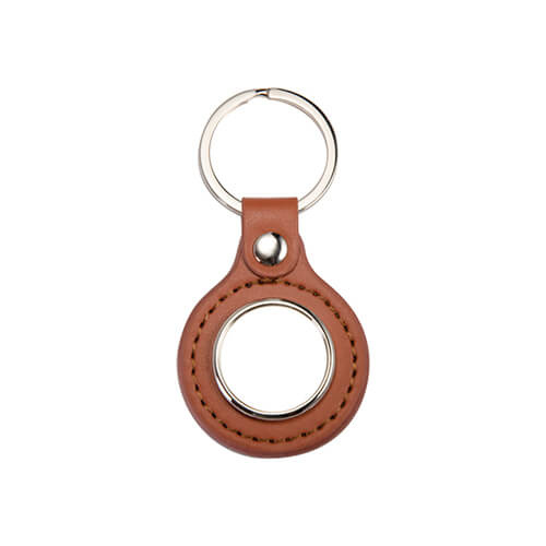 Leather and metal pendant for sublimation - the wheel - brown