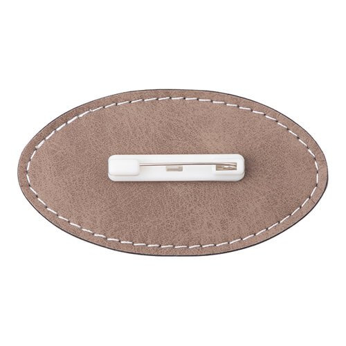 Ovaalne nahast rinnamärk 8,2 x 4,4 cm sublimatsiooni jaoks - hall
