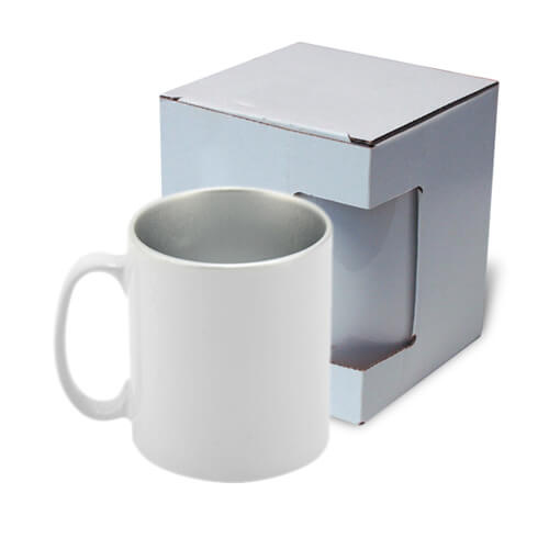 Mug 300 ml intérieur argenté avec boîte Sublimation Transfert thermique