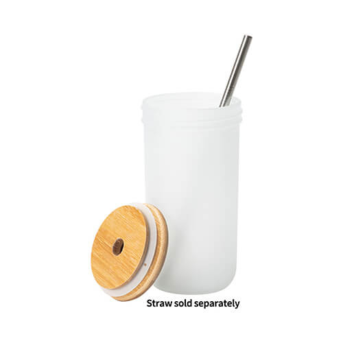 Taza de cristal Mason Jar de 650 ml con tapón de rosca de bambú para sublimación