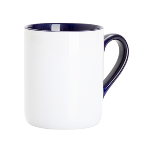 Mug à sublimation 325 ml - avec intérieur et anse bleu marine