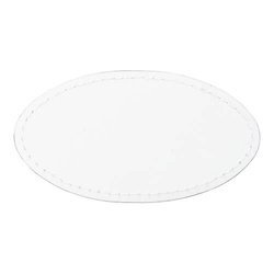 Ovalt læderbadge 8,2 x 4,4 cm til sublimering - hvid