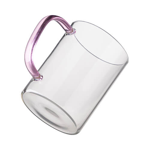 Glas 450 ml med pink håndtag til sublimering