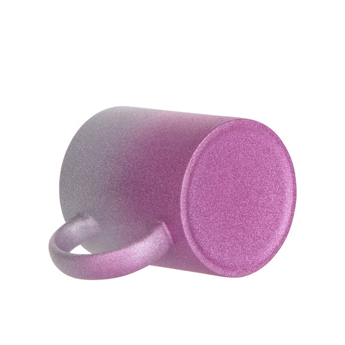 Set med 6 keramiska muggar 330 ml Glitter för tryck - silver och rosa