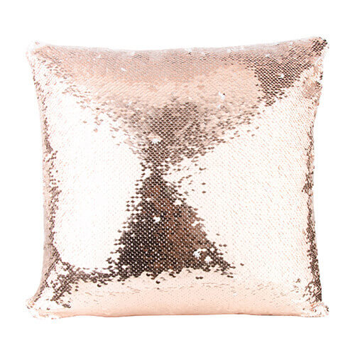 Pudebetræk 40 x 40 cm med tofarvede pailletter til sublimering - champagne