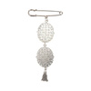 Double oval brooch - safety pin with tassel pendant for sublimation