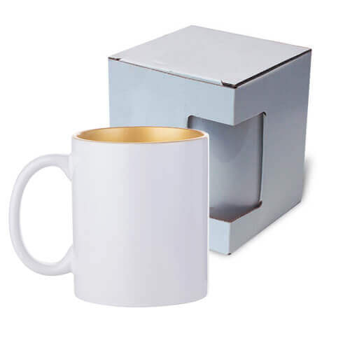 Taza 330ml con interior dorado con caja Sublimación Transferencia Térmica