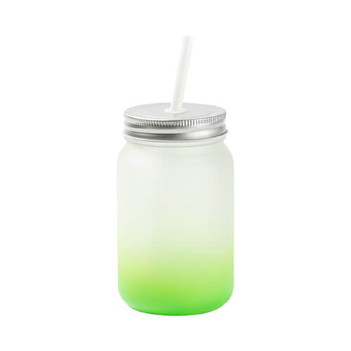 Mason Jar 450 ml frostad mugg utan sublimeringshandtag - grön gradient