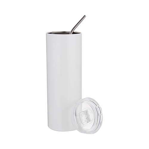 600 ml vrč s slamico za sublimacijo - bel