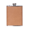 Metal hip flask 240 ml with a brown leather cover for sublimation