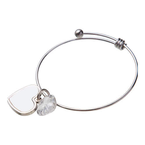 Armbånd med kugle, krystalhjerte og hjertevedhæng til sublimering