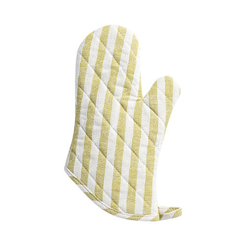 Heat-insulating oven mitt for sublimation - cream with light green stripes