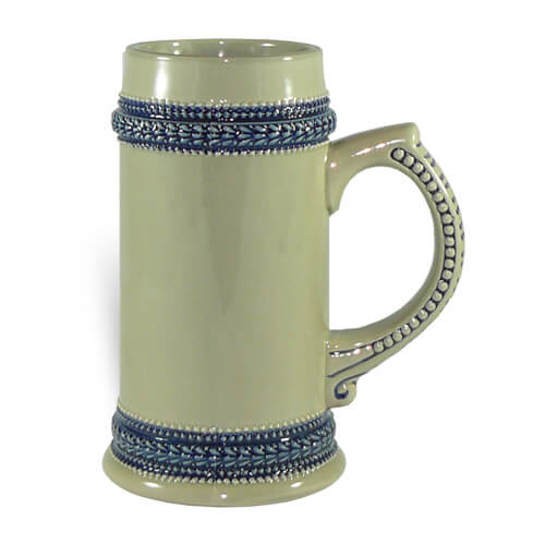 Grey beer mug with blue ornament 660 ml Sublimation Thermal Transfer