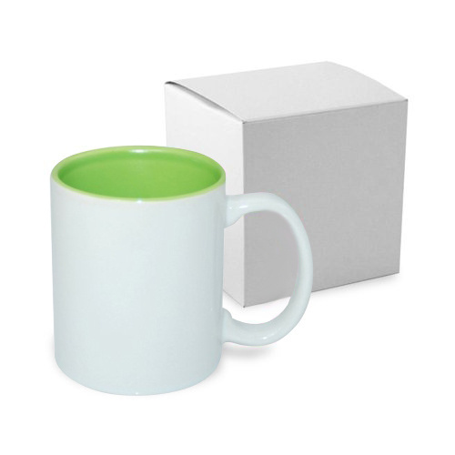 A+ mok 330 ml met lichtgroene binnenkant met kartonnen doosje Sublimatie Thermische overdracht