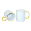 Mug blanc A+ 330 ml avec anse jaune Sublimation Transfert Thermique