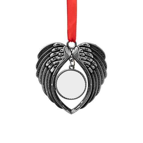 Metalen kerstboomlabel voor sublimatie - zilveren vleugels