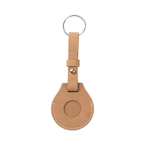 Leather key ring with belt / AirTag case for sublimation - Brown