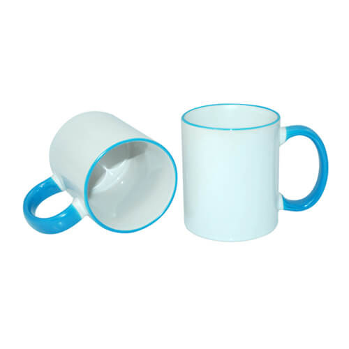 Mugg A + 330 ml med blått handtag Sublimation Thermal Transfer