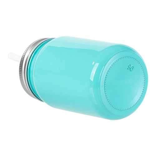 Mug en verre 450 ml Mason Jar Full Color sans anse pour sublimation - turquoise